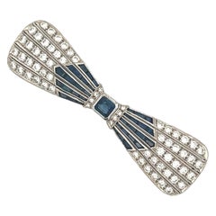 Art Deco Sapphire & Diamond Bow Brooch