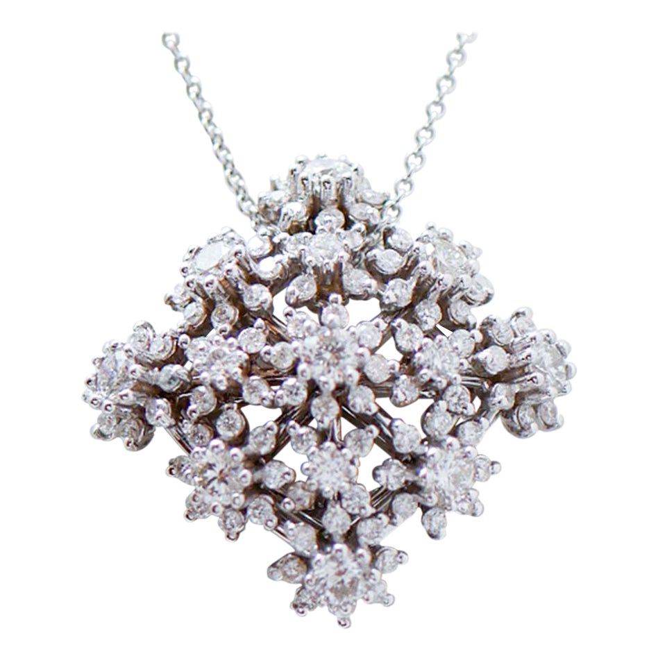 Diamanti, collana con ciondolo in oro bianco 18 carati.