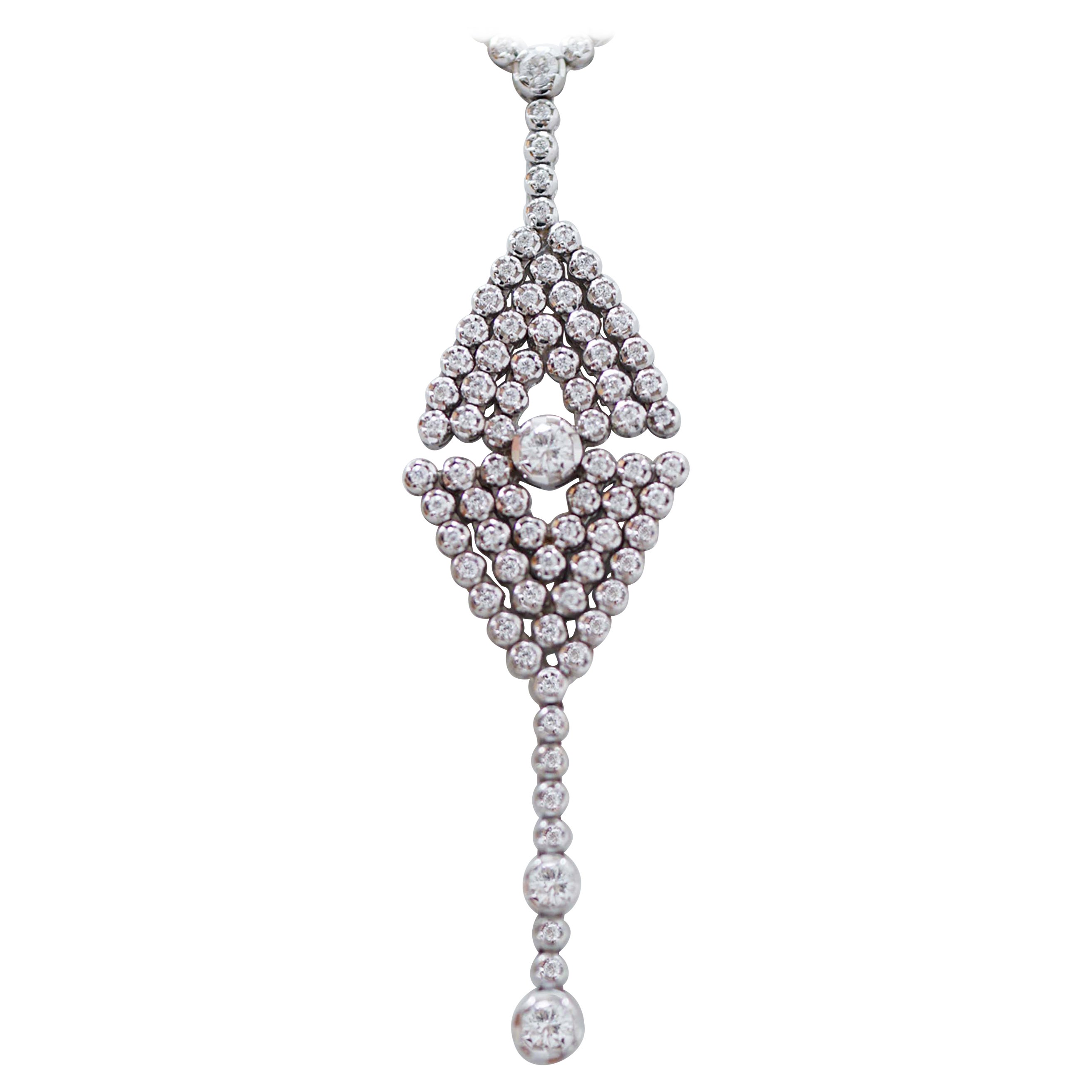 Moderne Diamanten, 18 Karat Weißgold Halskette.