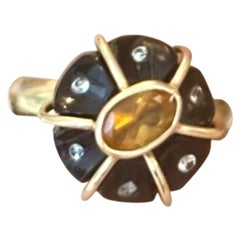 FLORA RING, Black Onyx, Citrine, Diamonds & 14k Gold