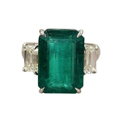 13.50 ct GIA Certified Natural Zambian Emerald & Diamond Ring