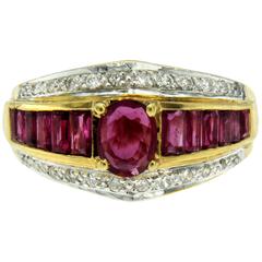 Retro Ruby Diamond Gold Ring