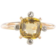 Antique Topaz Rose Cut Diamond Gold Ring 12