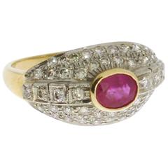 Ruby Diamond Gold Cluster Ring 9
