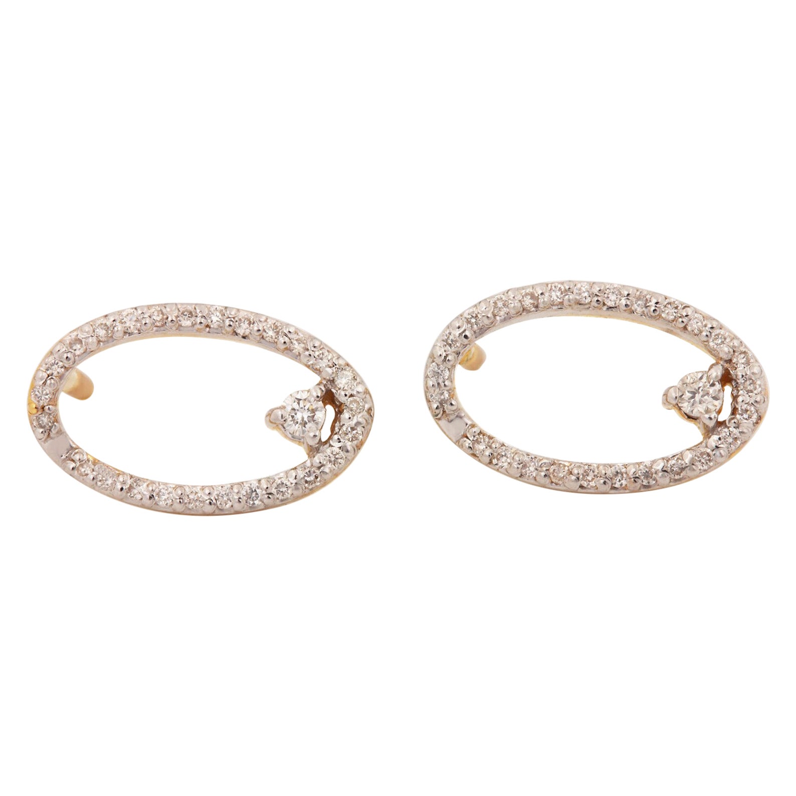 Minimalist 14k Yellow Gold Natural Pave Diamond Earring Delicate Studs For Women