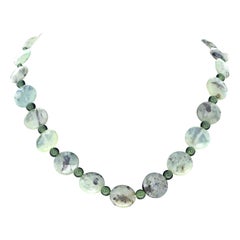 AJD Rare Prehnit und kleine Jade Rondels 18" Halskette