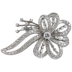 Vintage Diamond Gold Flower Brooch