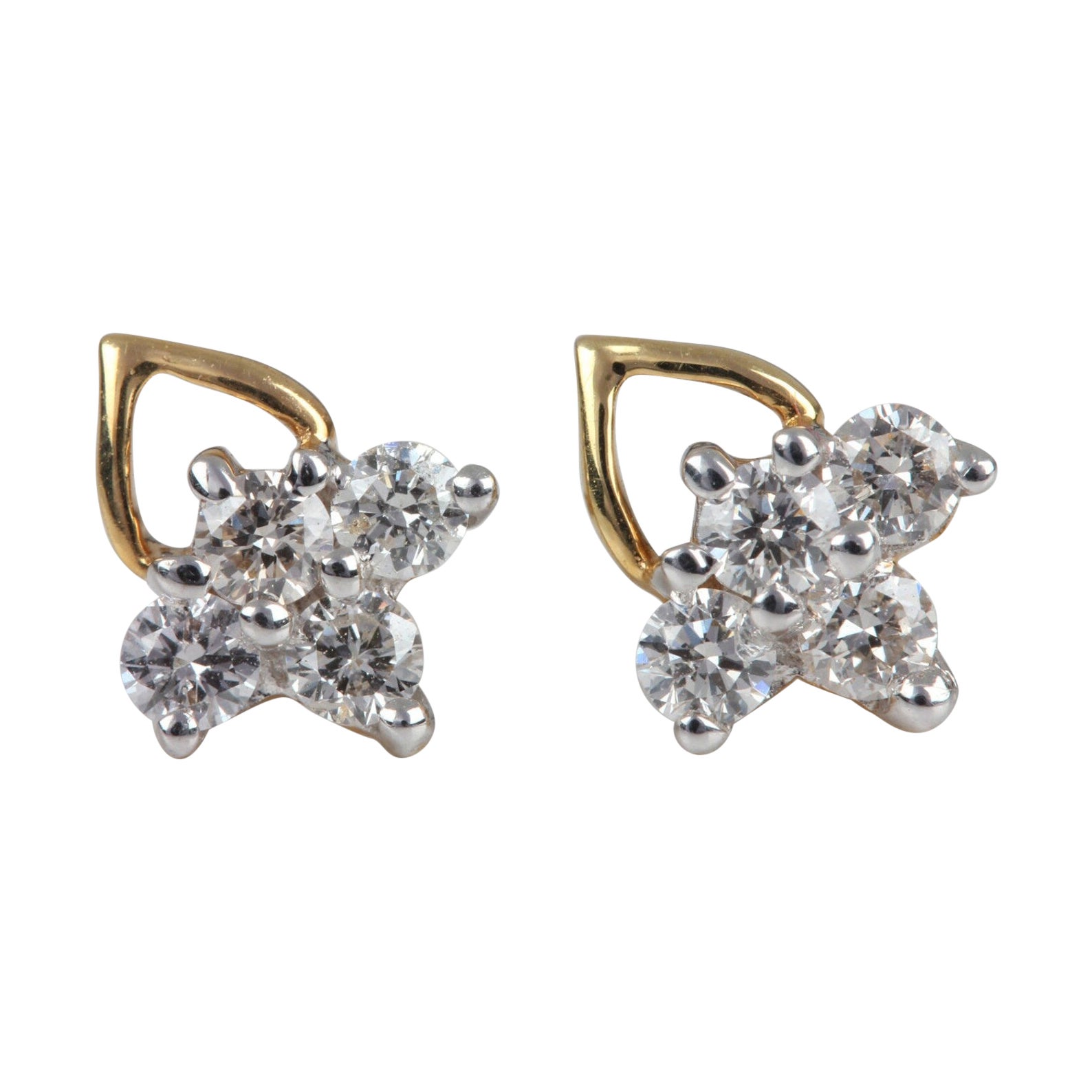 Clous d'oreilles en or jaune 14k pavés de diamants naturels magnifiques pour femmes