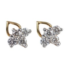 14k Yellow Gold Studs Natural Pave Diamond Earring Beautiful Studs For Women.