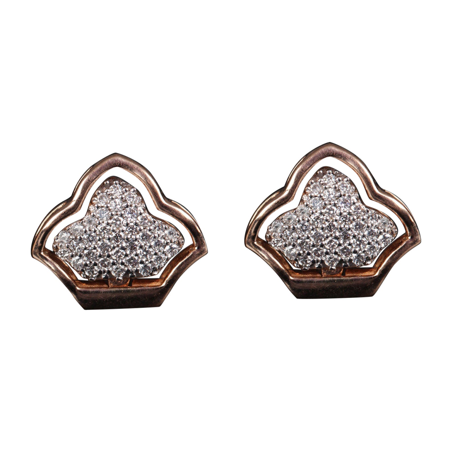 Einzigartige 14k Gelbgold Ohrstecker Natürlicher Pave Diamant Ohrring Zartes Geschenk. im Angebot