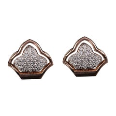Unique Style 14k Yellow Gold Studs Natural Pave Diamond Earring Delicate Gift.