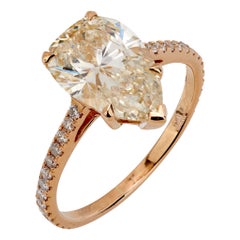 GIA Bague solitaire en or rose 18k avec diamant poire de 3,03 carats