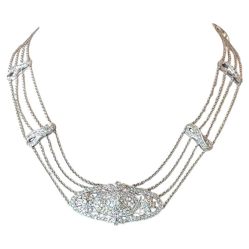4.00CT Diamond 18KT White Gold Choker Necklace