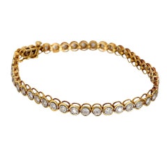 Pulsera vintage de oro amarillo de 14k con diamantes de 2,20 quilates de peso total