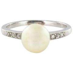 French 1920s Platinum Natural Pearl Ring 4