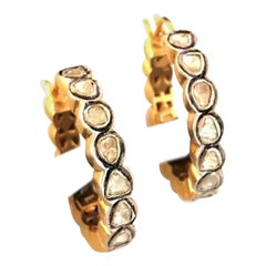 Pave Rosecut Diamant-Ohrring aus 14k und 925 Sterling Silber