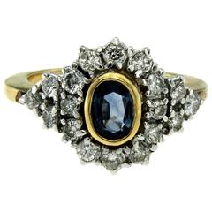 Sapphire Diamond Gold Cluster Ring 10