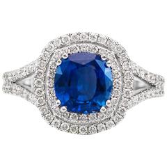 2.06 Carat Natural Sapphire Diamond Gold Ring 9