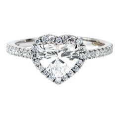 GIA Report Certified Heart Cut E VS 1 Carat Diamond Halo Ring in 950 Platinum