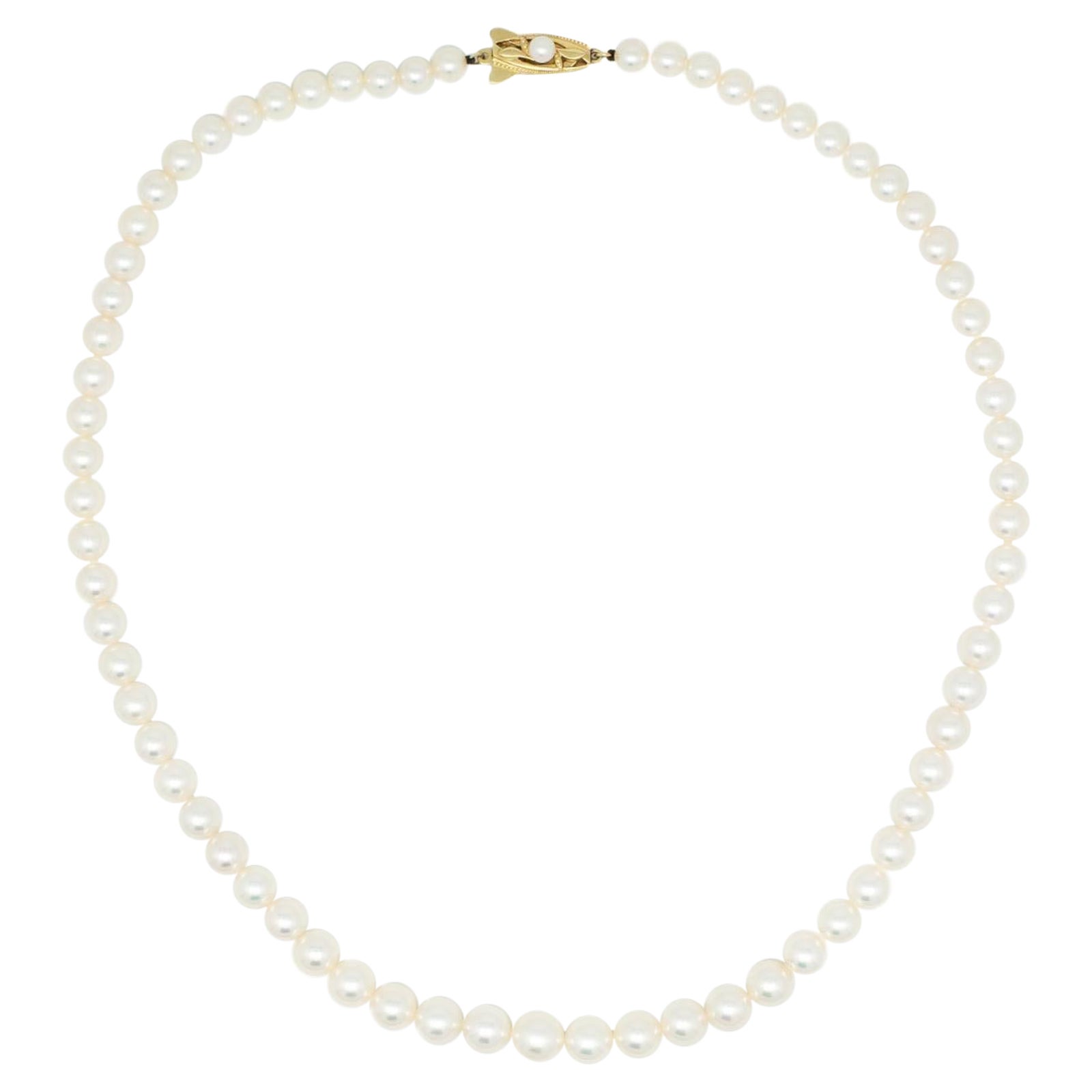 Mikimoto Graduated Pearl Yellow Gold Necklace