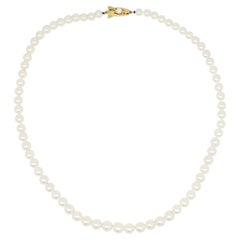 Mikimoto Graduated Pearl Yellow Gold Necklace