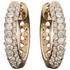 Round Diamond Pave Rose Gold Huggie Hoop Earrings 3