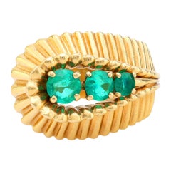 Retro emerald 18k yellow gold ring