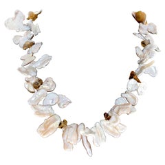 Collana AJD di perle bianche naturali e luminose e citrini naturali da 19".