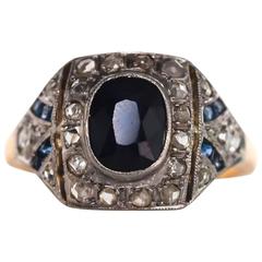 1905 AGL Certified 1.30 Carat Sapphire Edwardian Yellow Gold Platinum Ring 3