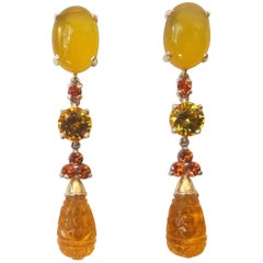 Michael Kneebone Chalcedony Mandarin Garnet Citrine Dangle Earrings