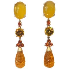 Michael Kneebone Chalcedony Mandarin Garnet Citrine Dangle Earrings 10