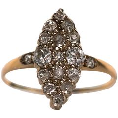 1880s Victorian Yellow Gold Old Mine Cut Diamond Engagement Ring