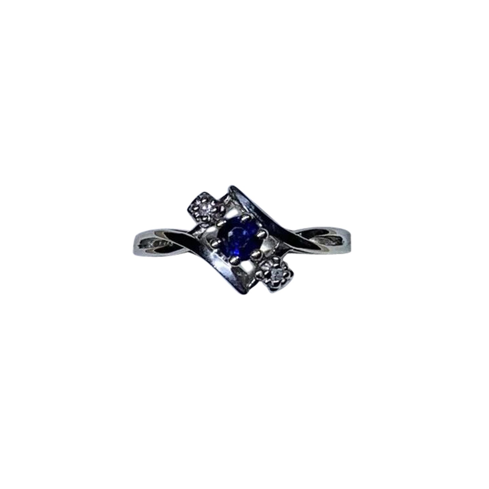 0,25ct Zafiro diamante anillo de compromiso 10ct oro blanco