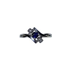 0.25ct Sapphire diamond engagement ring 10ct white gold