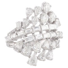 Natürlicher natürlicher 2,72 Karat SI/H Baguette-Diamantring in Birnenform aus 18 Karat Weißgold