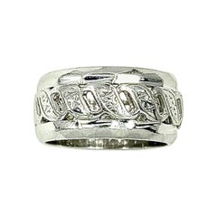 Romantic Reticulated Vintage 14K White Gold Wide Band Ring