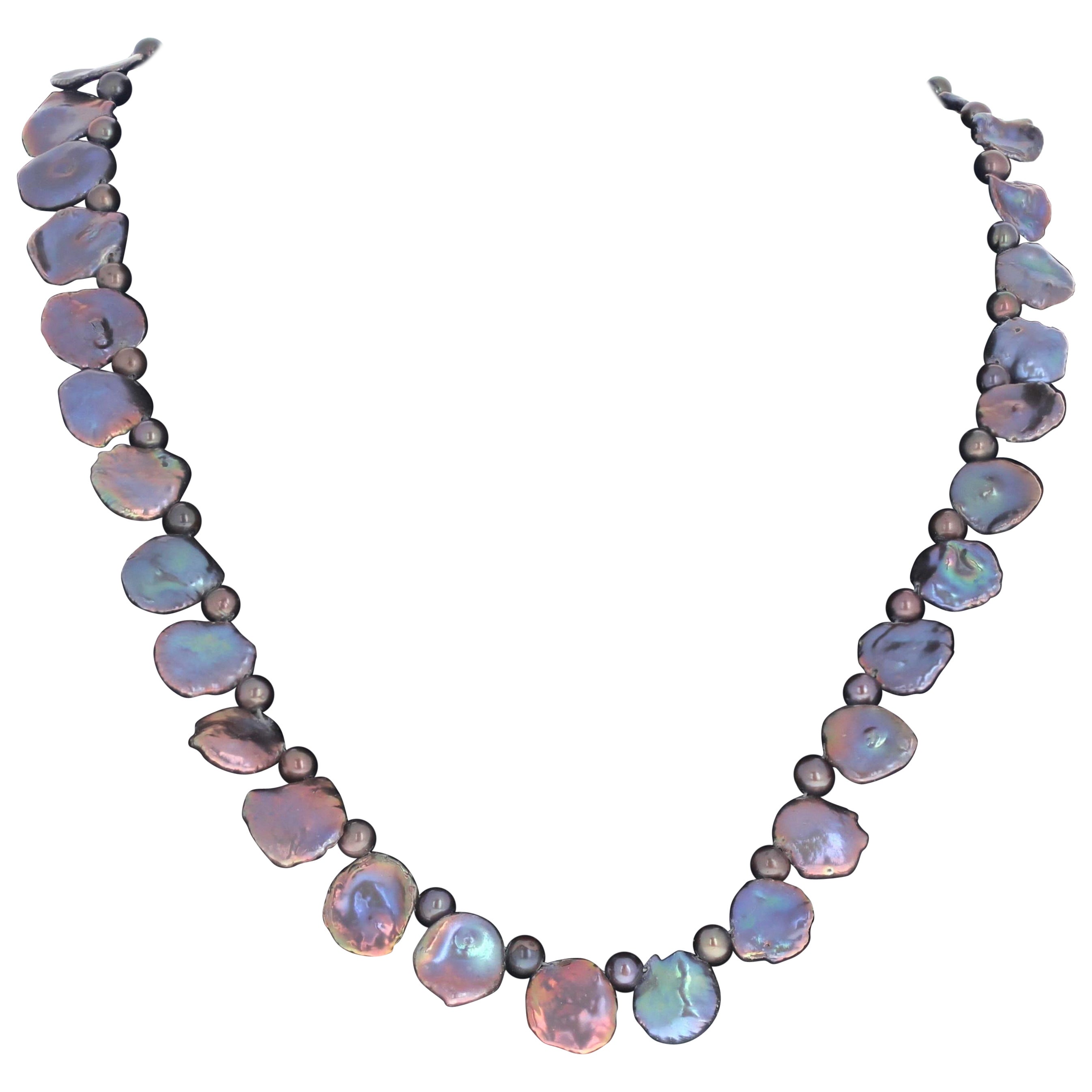 AJD Collana di conchiglie di perle naturali multicolori da 20".