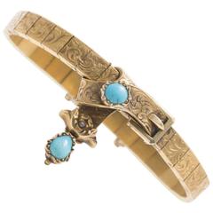 Mid-Victorian Turquoise and Seed Pearl Garter Bracelet