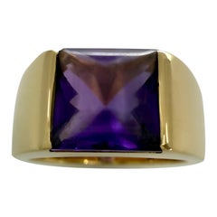 Vintage Cartier Deep Purple Amethyst 8mm 18k Gelbgold Tank Band Solo-Ring 51, Vintage