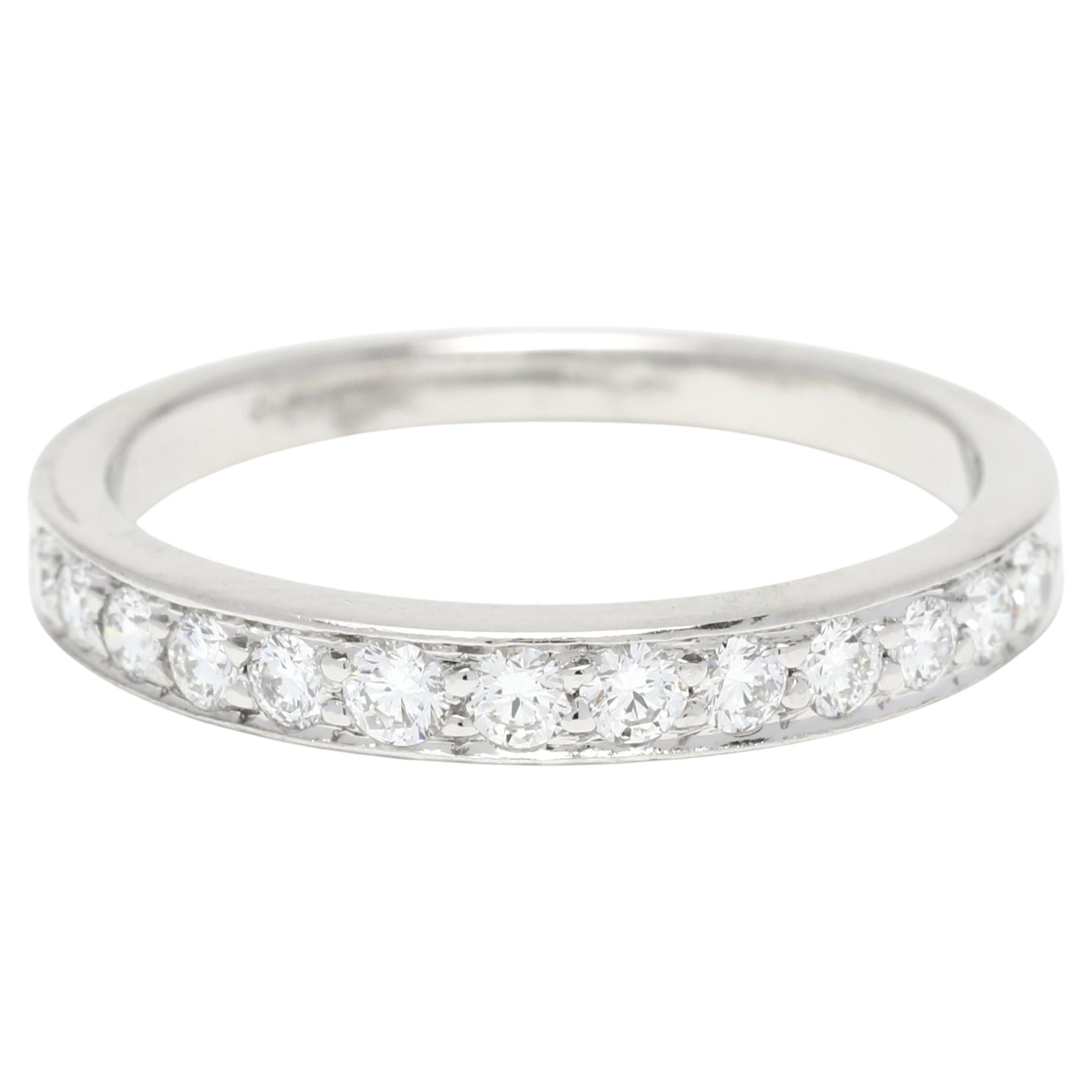 Tiffany and Co. 0.13ctw Thin Diamond Wedding Band, Platinum, Ring Size 5 For Sale