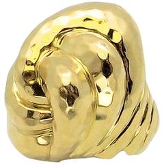 Vintage Henry Dunay Facets High Dome Double Knot Gold Ring