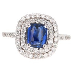 2.29 Carat Blue Sapphire Diamond Ring GIA Certified 14 Karat White Gold Ring