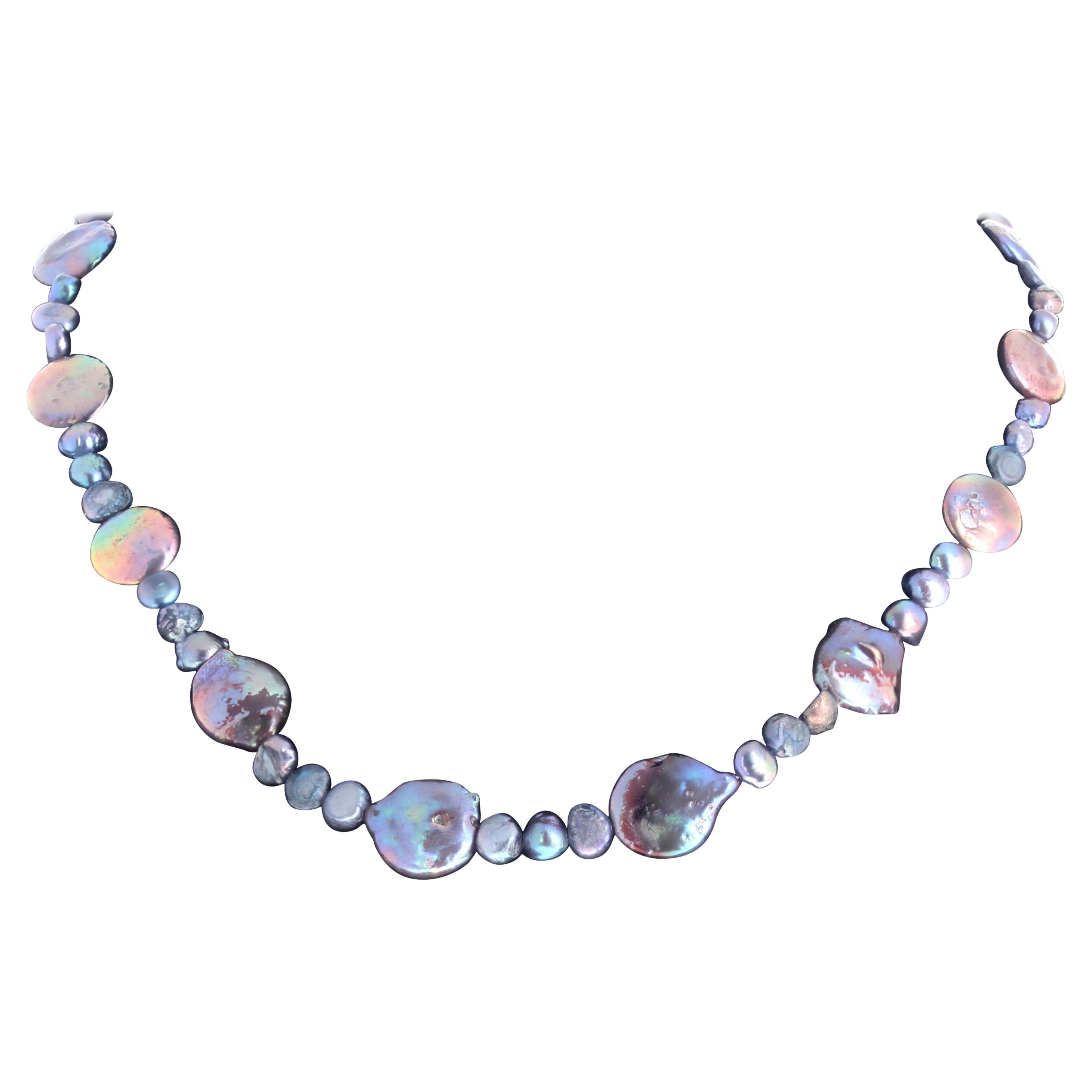 AJD Real Natural Intensely Multi-Colored Real Pearls 17" Necklace