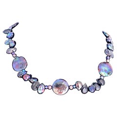 AjD Collana di perle vere naturali di colore viola intenso da 17".