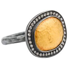 Lika Behar .48 Carat Diamonds Oxidized Silver Gold Reflections Ring Lika Behar .48 Carat Diamonds Oxidized Silver Gold Reflections Ring