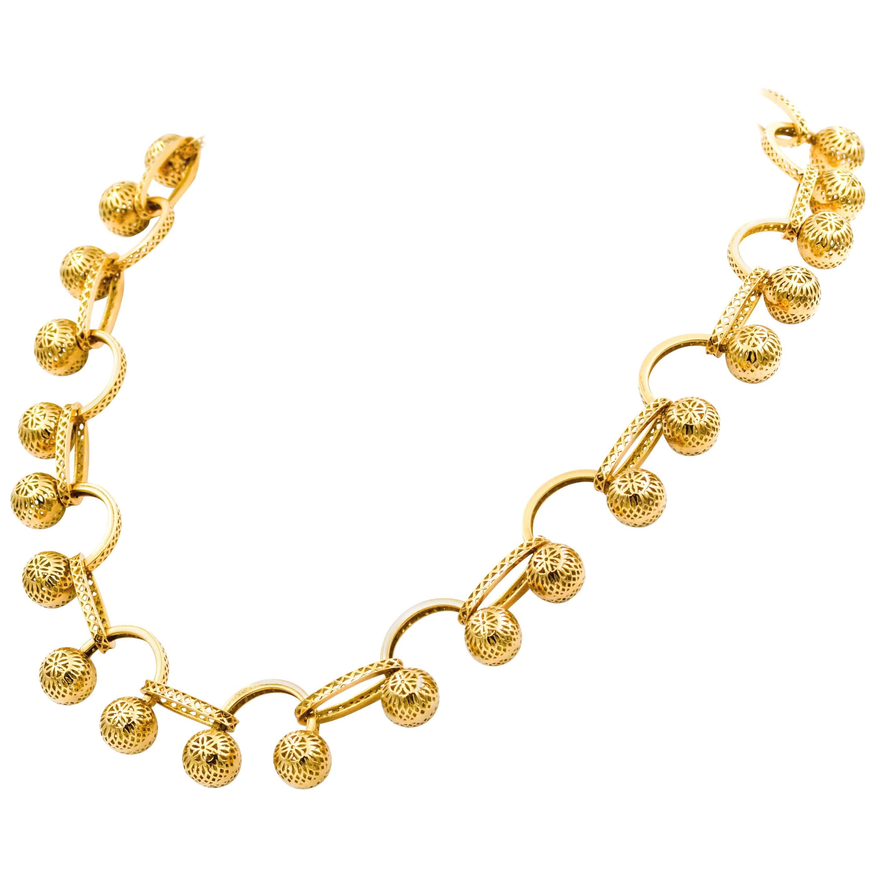 Ray Griffiths 18 Karat Ball and Oval Toggle Necklace