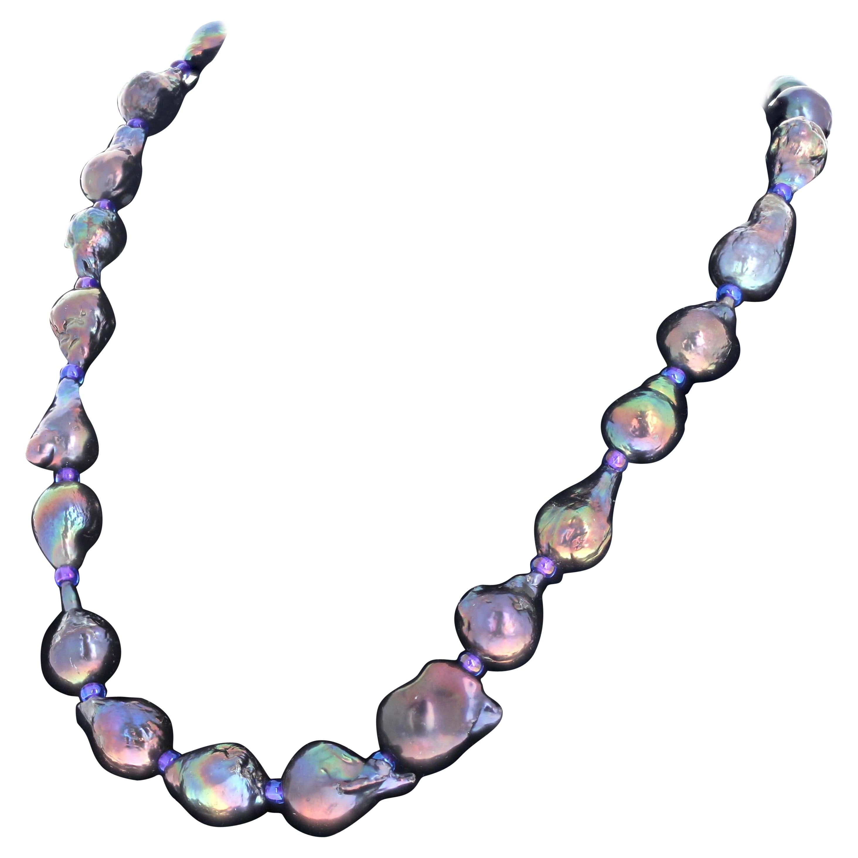 Taille mixte AJD Perles perles magnifiques perles naturelles magnifiques collier de 21 pouces en vente