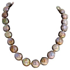 AJD Collana di perle vere da 19 pollici con mignolo assolutamente magnifico