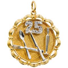 Custom Diamond Yellow and White Gold Charm 1