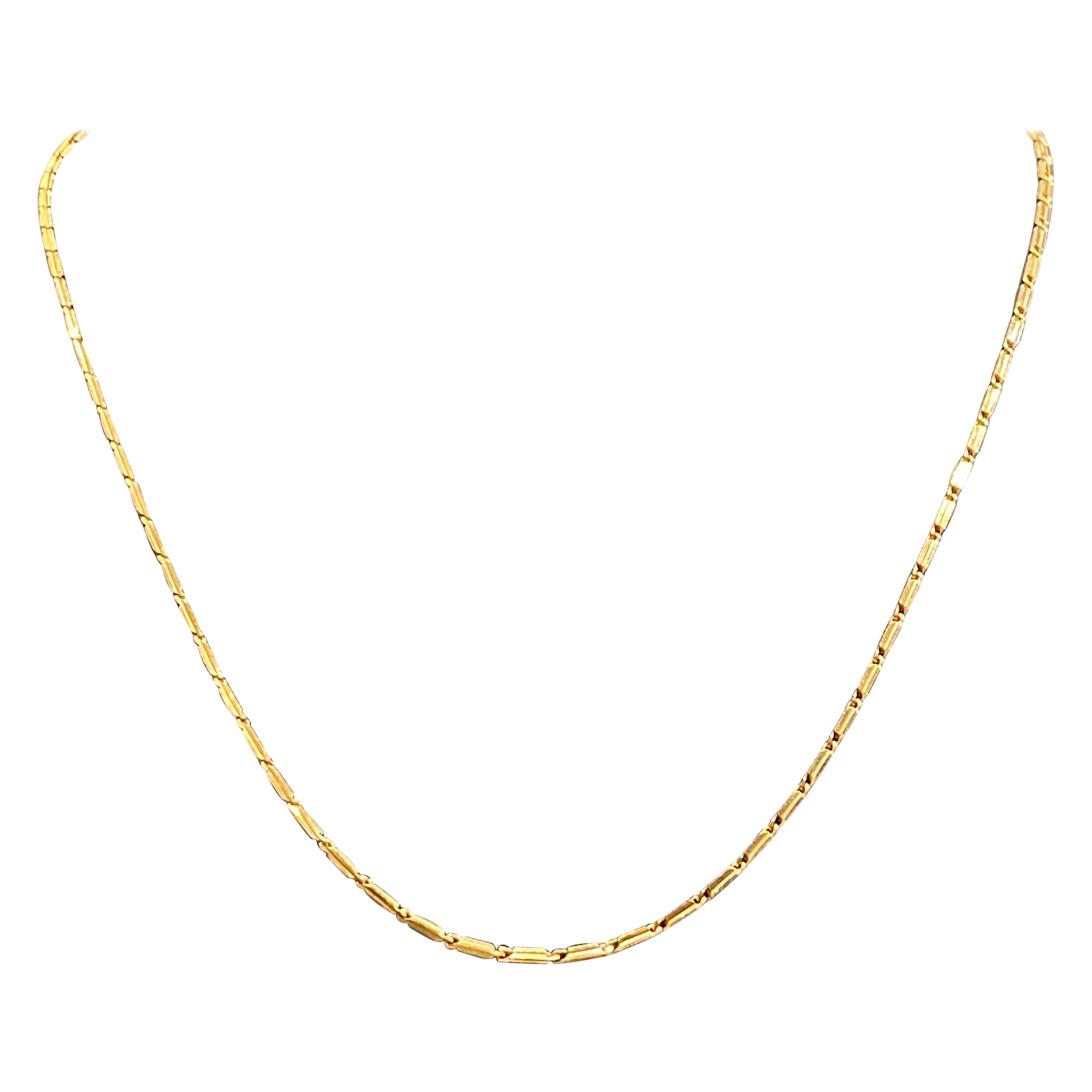 Fine 18K Yellow Gold Bar Link Italian Made Chain, 45cm – 17.7 inches.